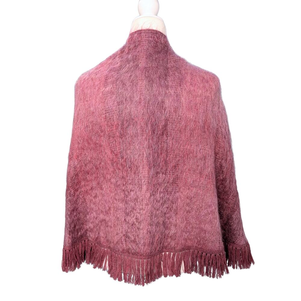 Cool Pink Mohair Wool Cape Poncho - Size Small - Picture 4 of 7